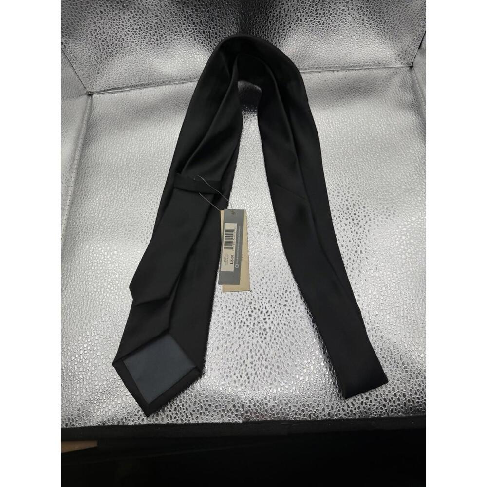 Men's Madison Solid Black 100% Polyester Necktie … - image 3
